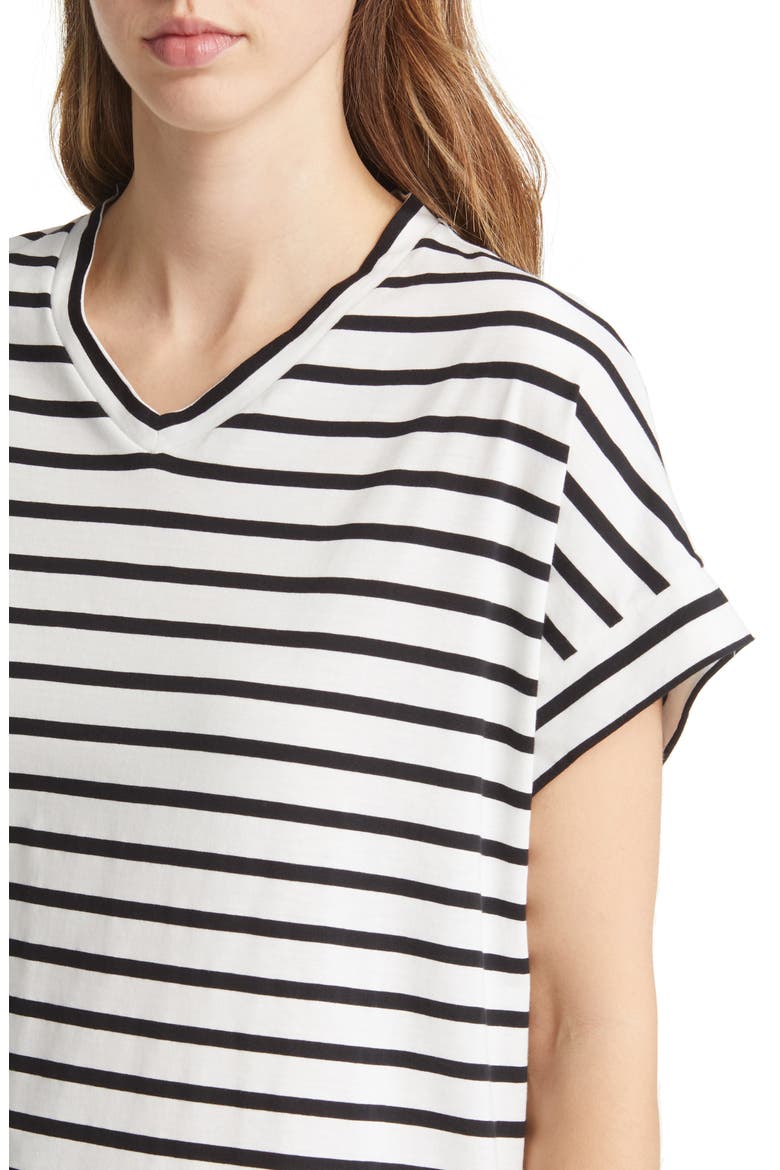 Nabila Stripe Cotton T-Shirt Dress, Alternate, color, BLACK