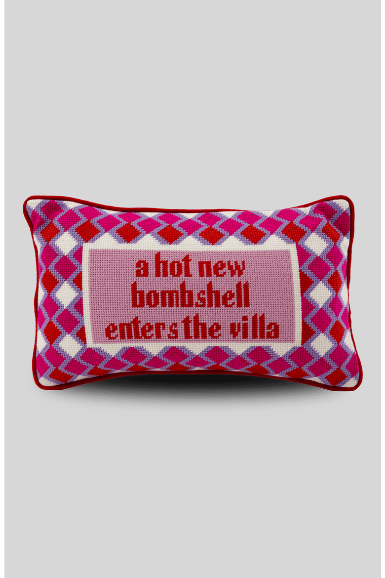 Hot New Bombshell Needlepoint Pillow, Main, color, Red