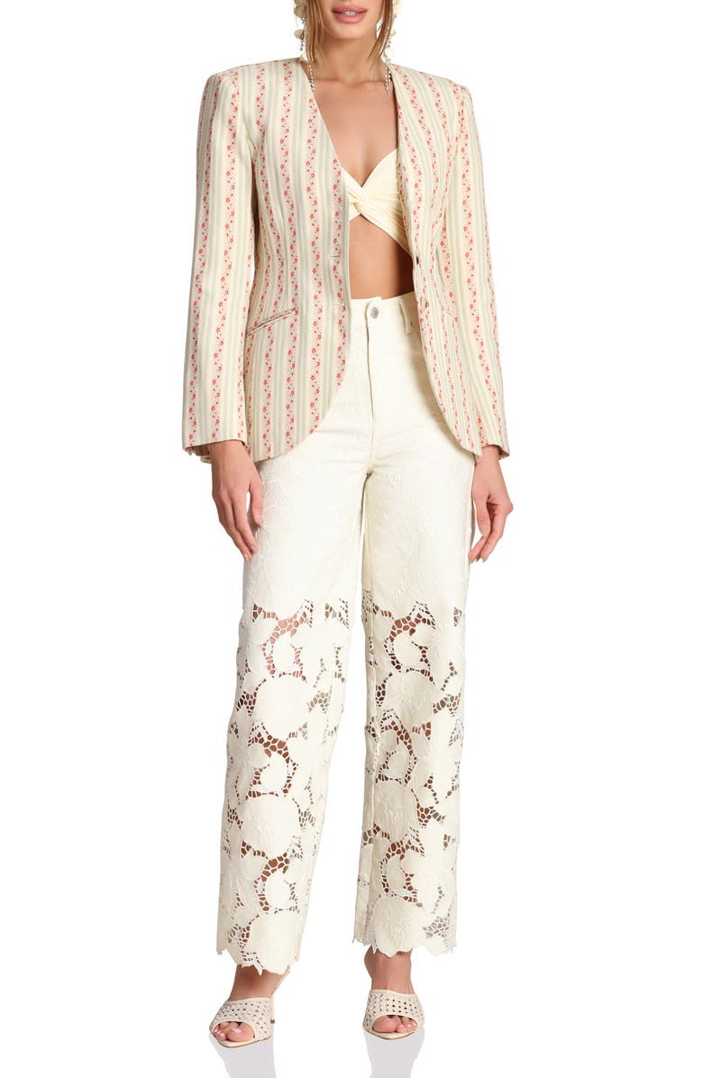 Avec Les Filles Floral Brocade Cotton Blazer, Alternate, color, Rose Stripe Multi