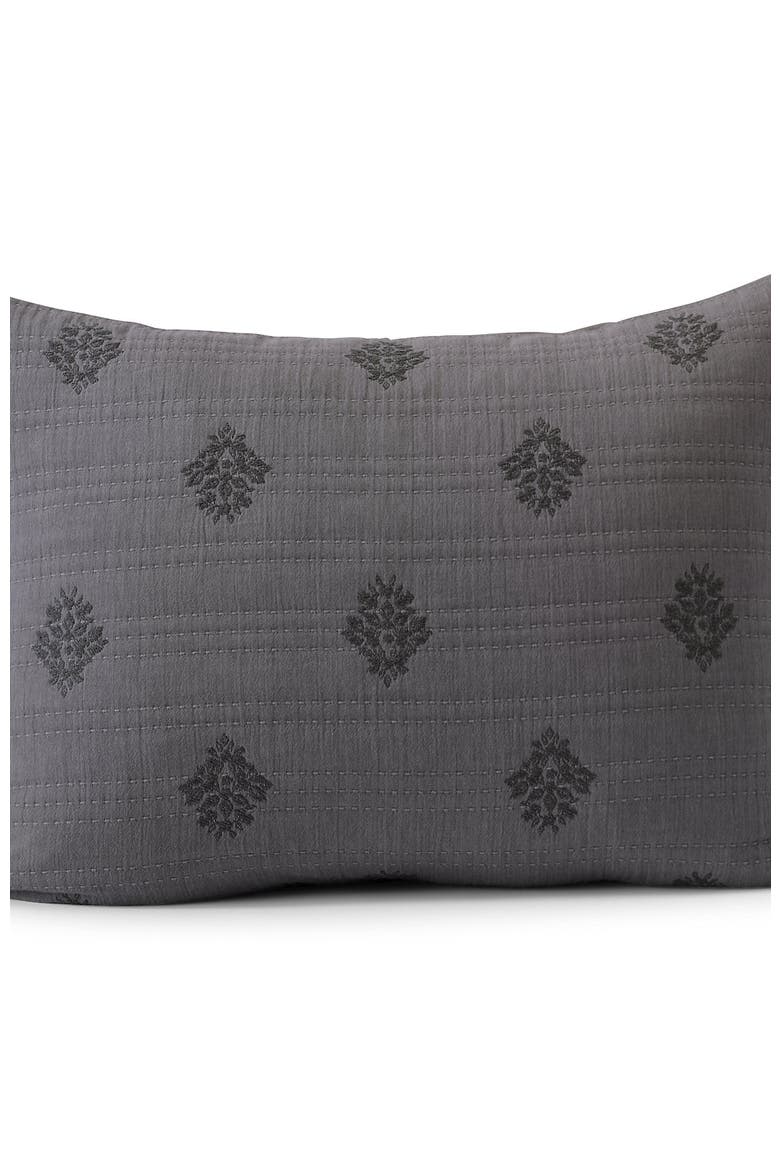 Embroidered Matelasse Pillow Sham, Alternate, color, Ultimate Gray Medallion Floral