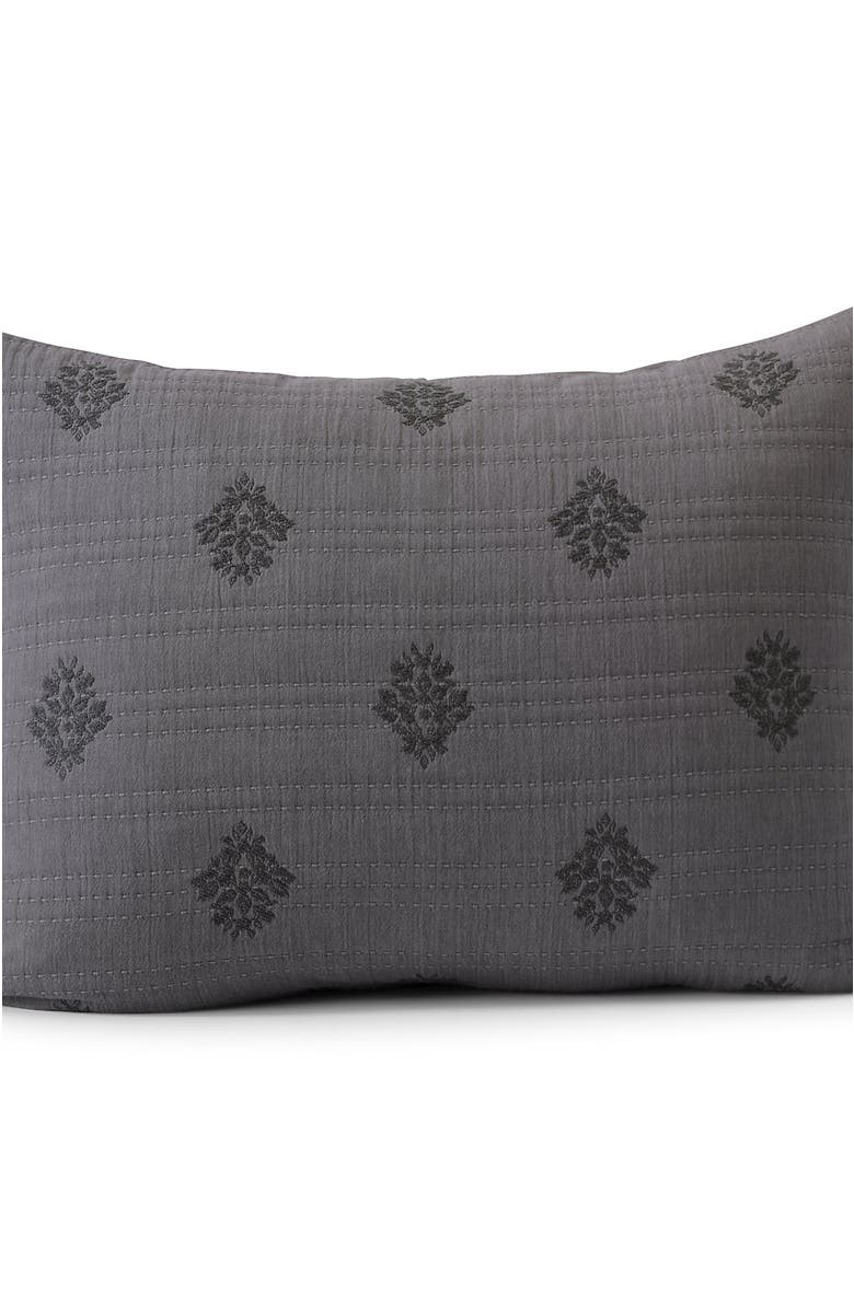 Lands' End Embroidered Matelasse Pillow Sham, Alternate, color, Ultimate Gray Medallion Floral