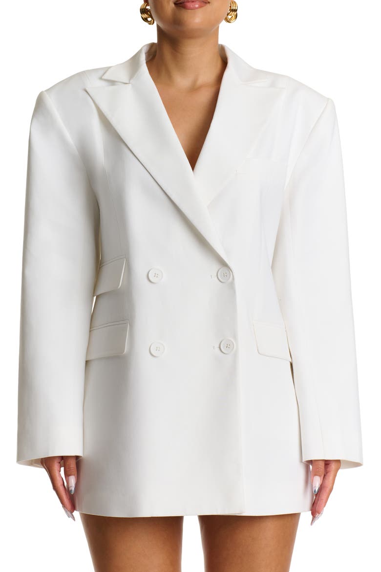 Oversize Long Sleeve Blazer, Main, color, WHITE