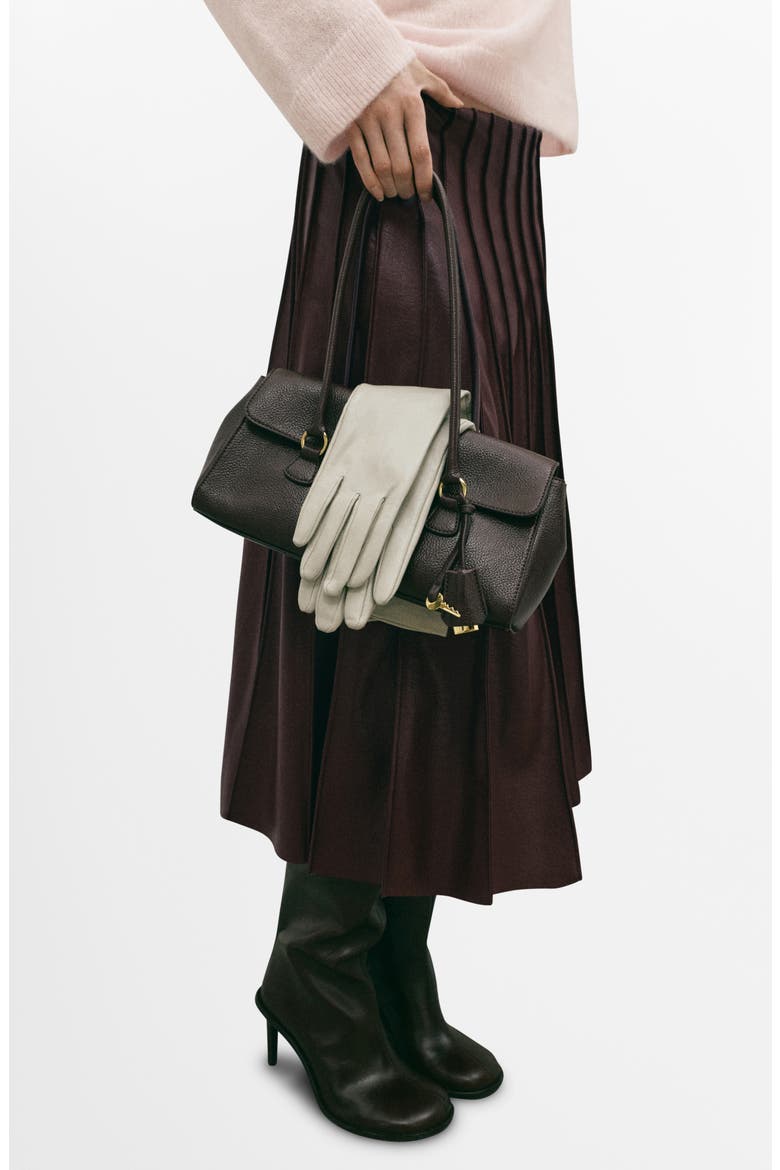 Dalia Pleated Faux Leather Midi Skirt, Main, color, DARK RED