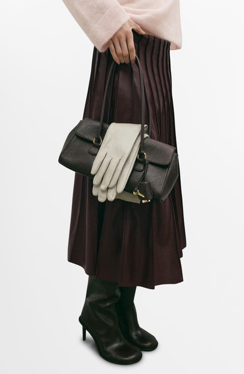 Dalia Pleated Faux Leather Midi Skirt