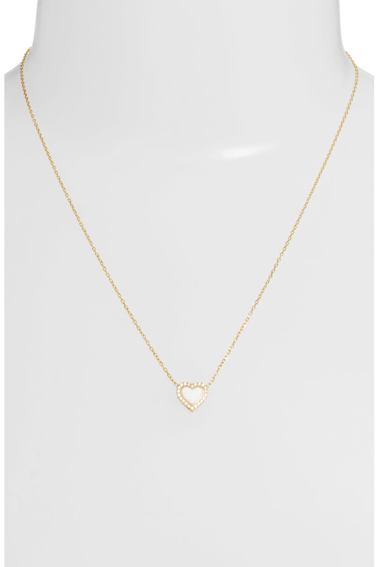 Everyday Pavé & Enamel Heart Pendant Necklace, Alternate, color, GOLD/ WHITE