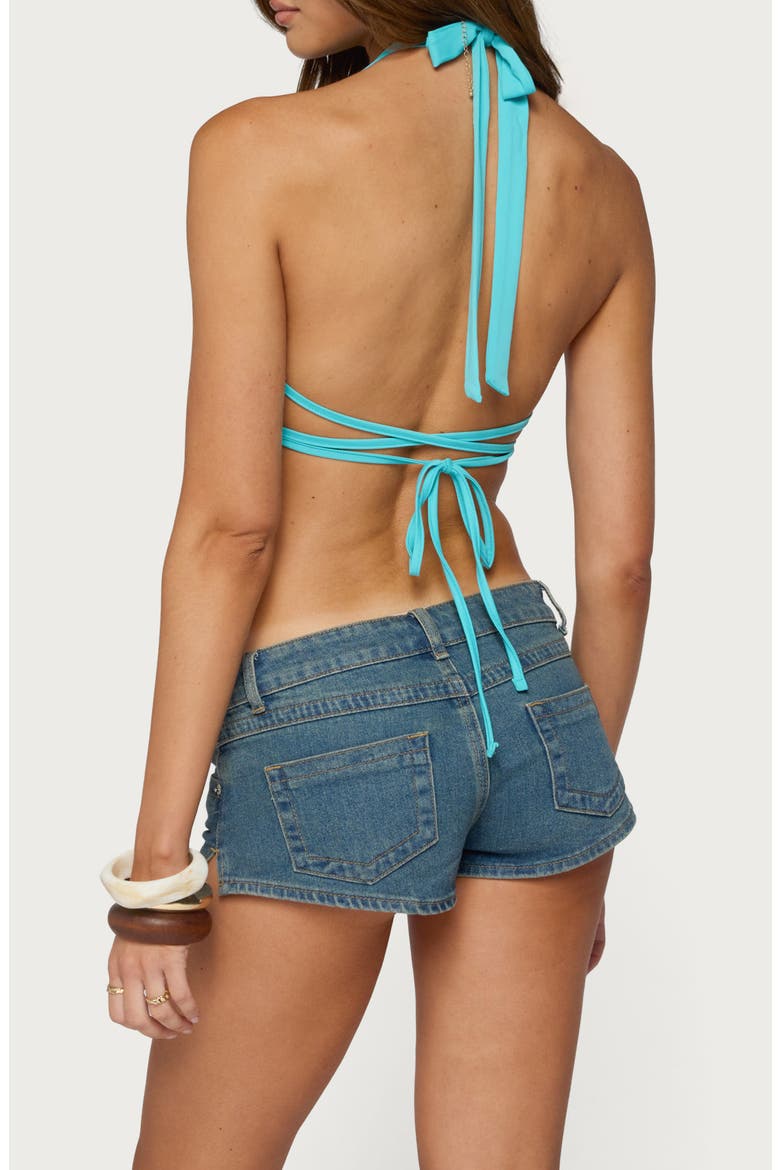 Butterfly Sequin Open Back Halter Top, Alternate, color, TURQUOISE