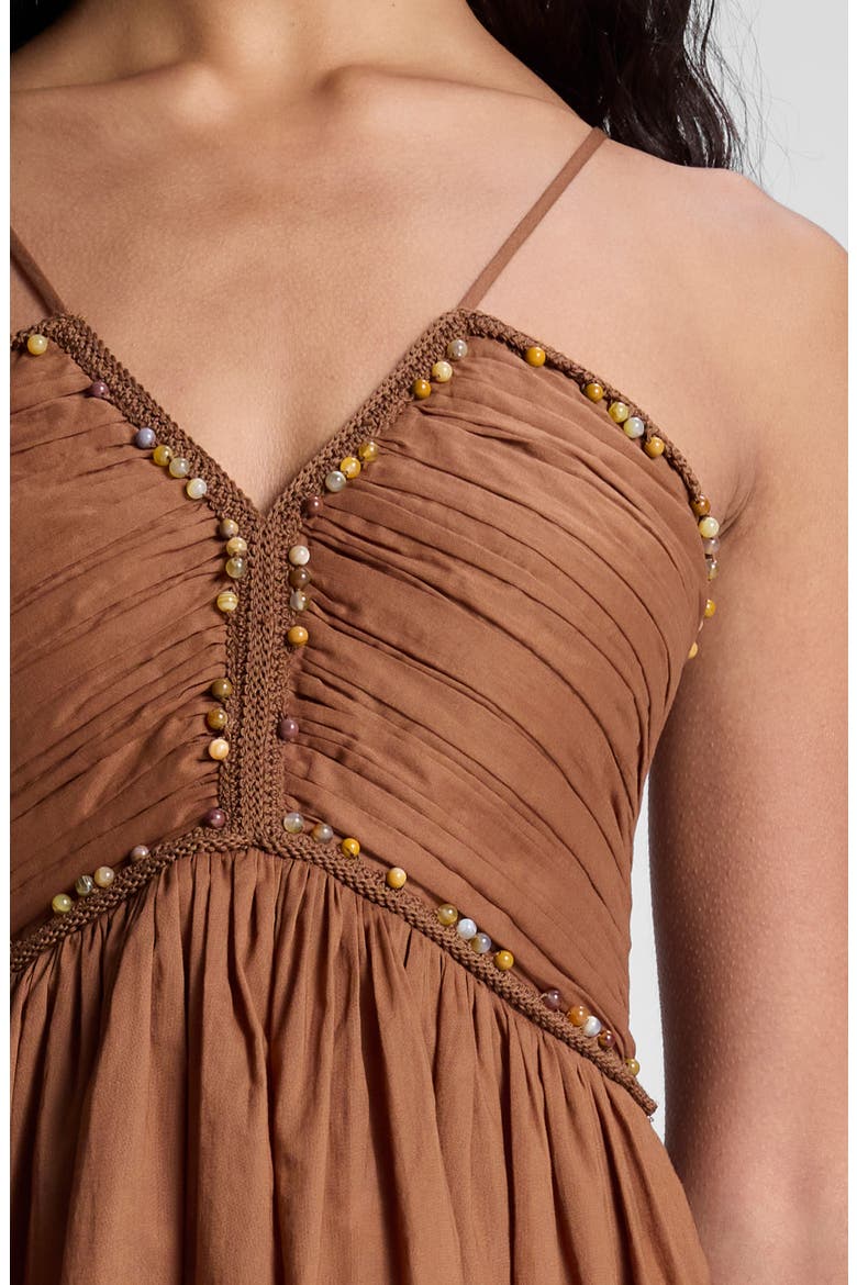 Rumi Beaded Cotton Voile Midi Dress, Alternate, color, LIGHT CHESTNUT