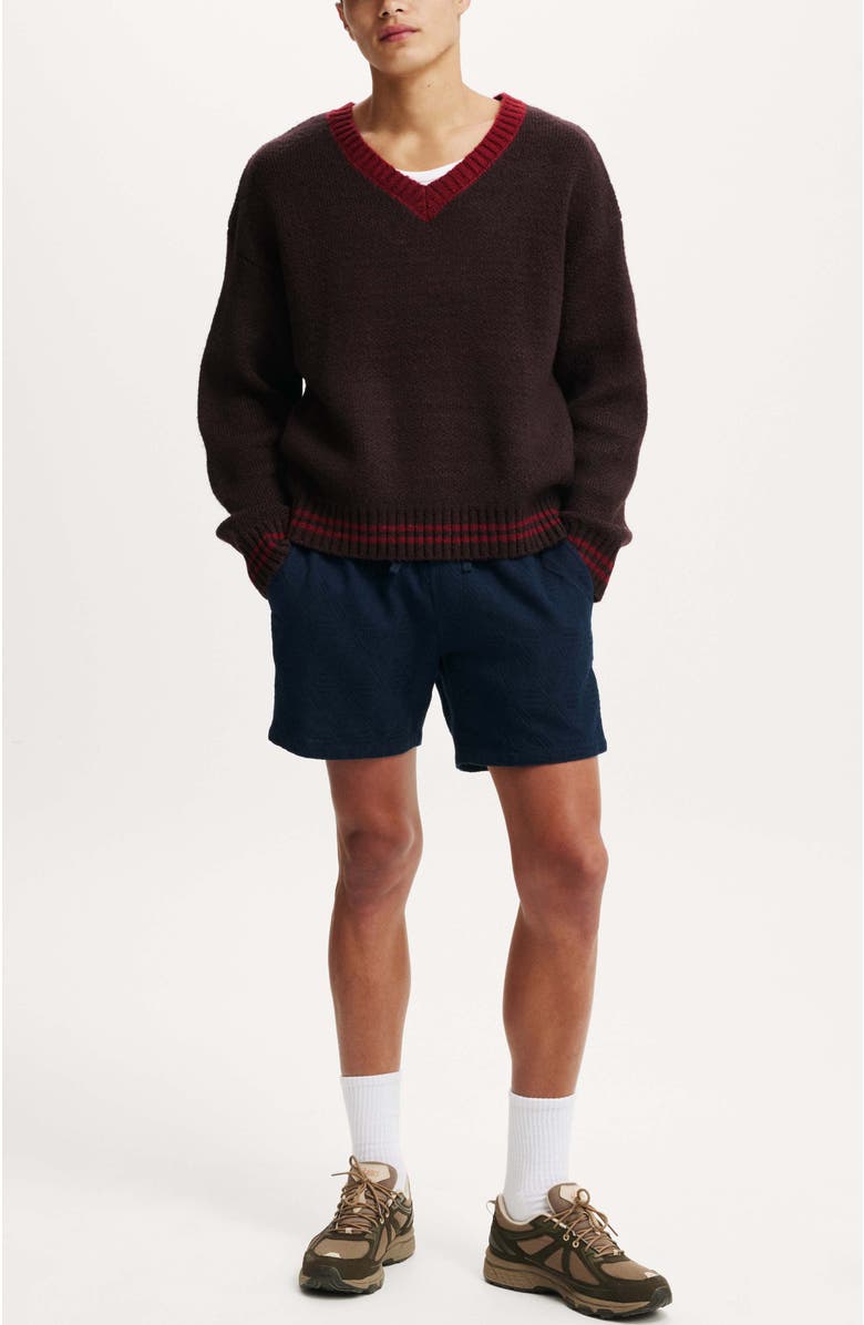 Cotton On Men's Elevated Easy Short, Alternate, color, True Navy Diamond Grid Knit