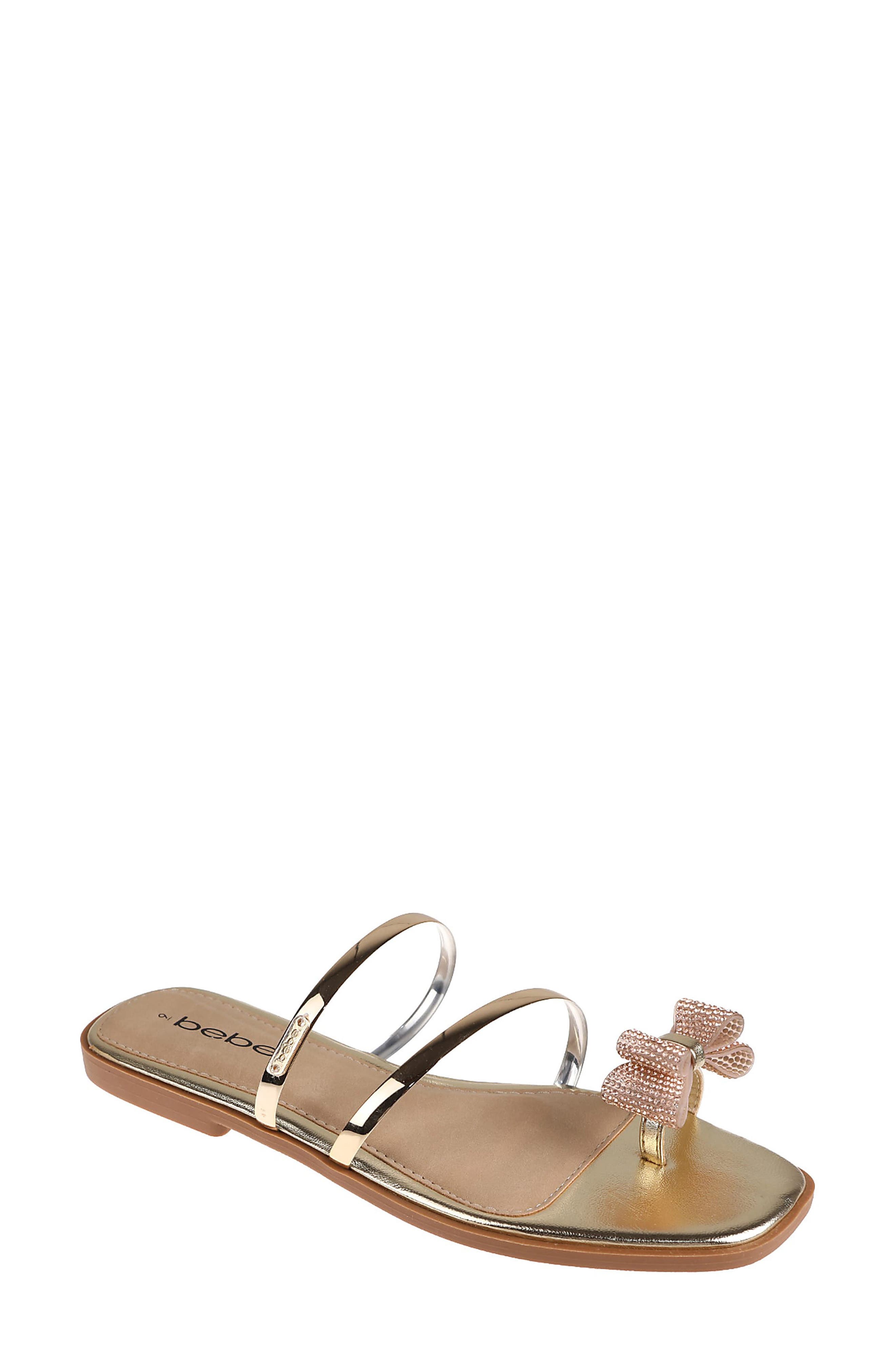 bebe Rhinestone Bow Toe Post Sandal (Women) | Nordstromrack