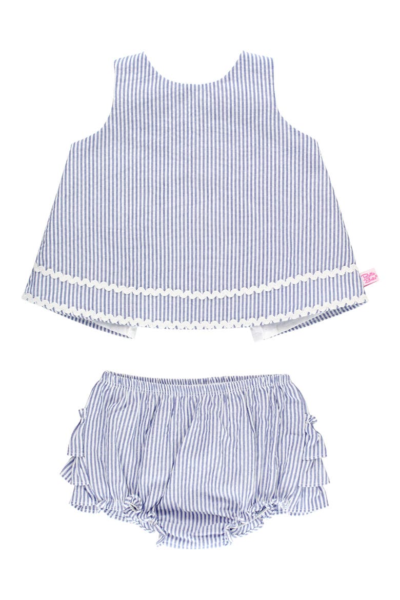 Seersucker Cotton Swing Top & Bloomers, Main, color, BLUE SEERSUCKER
