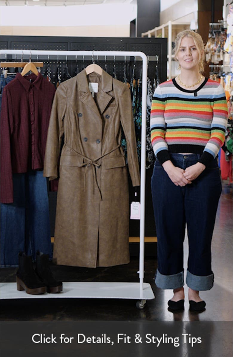 Double Breasted Faux Leather Coat, sales video thumbnail