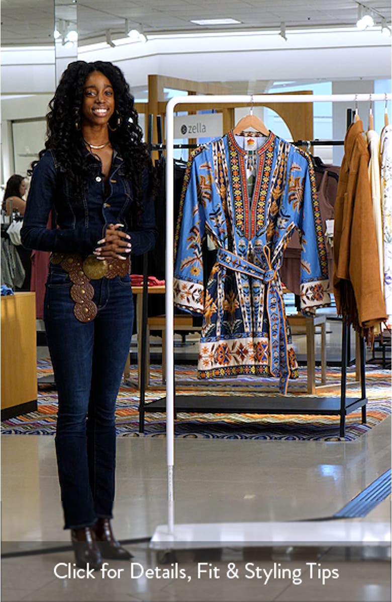 Embroidered Tapestry Long Sleeve Minidress, sales video thumbnail