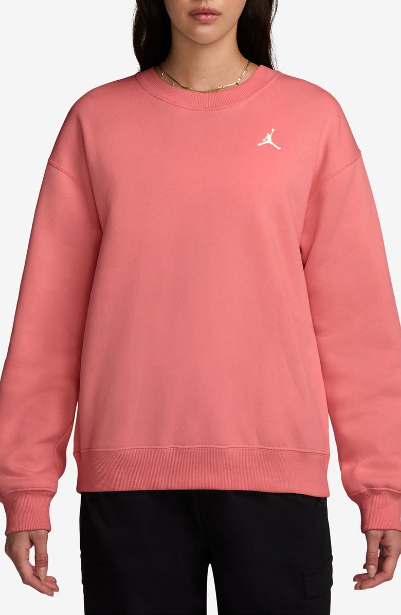 Jordan Brooklyn Fleece Crewneck Sweatshirt, Main, color, Pink Salt/ White