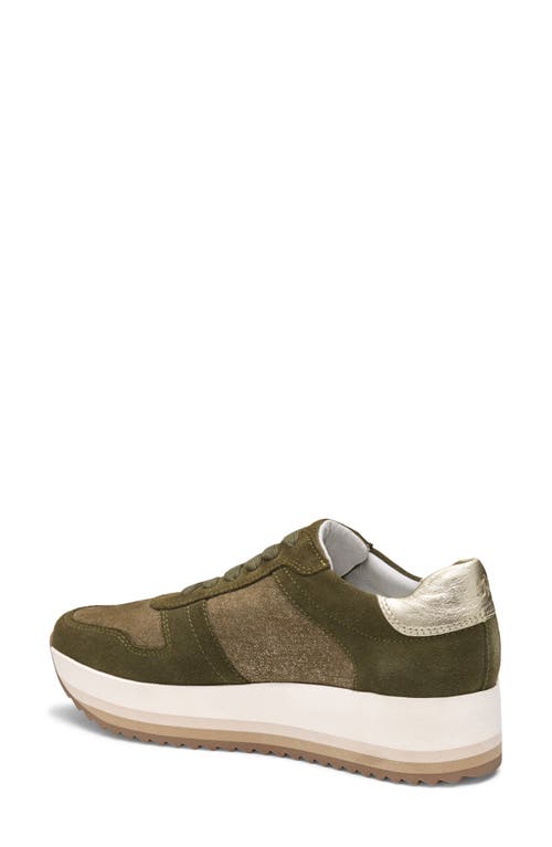 Johnston & Murphy Gracie Colorblock Platform Sneaker In Green