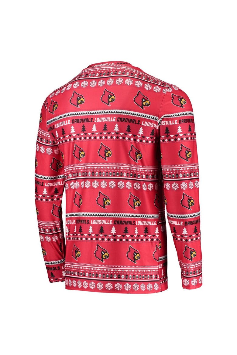 Men's Concepts Sport Red Louisville Cardinals Ugly Sweater Long Sleeve T-Shirt and Pants Sleep Set, Alternate, color, Red