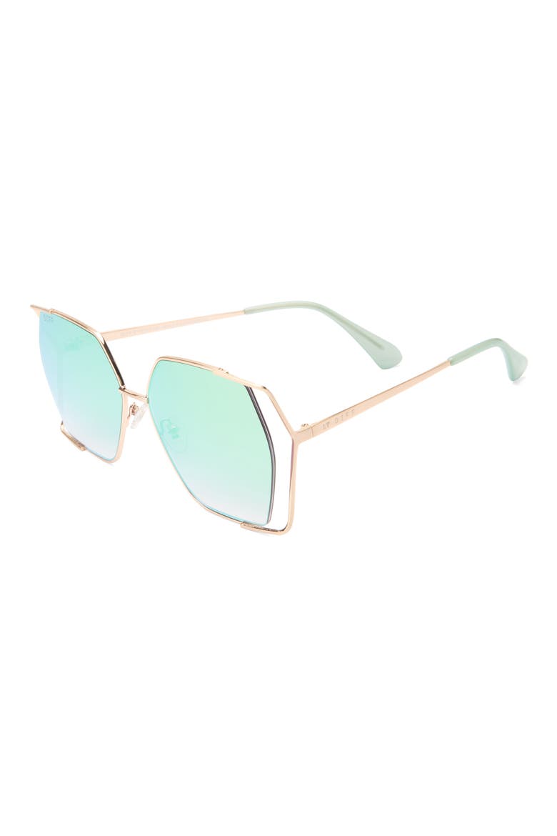 Dawn 61mm Square Sunglasses, Alternate, color, BRUSHED GOLD JADE MIRROR