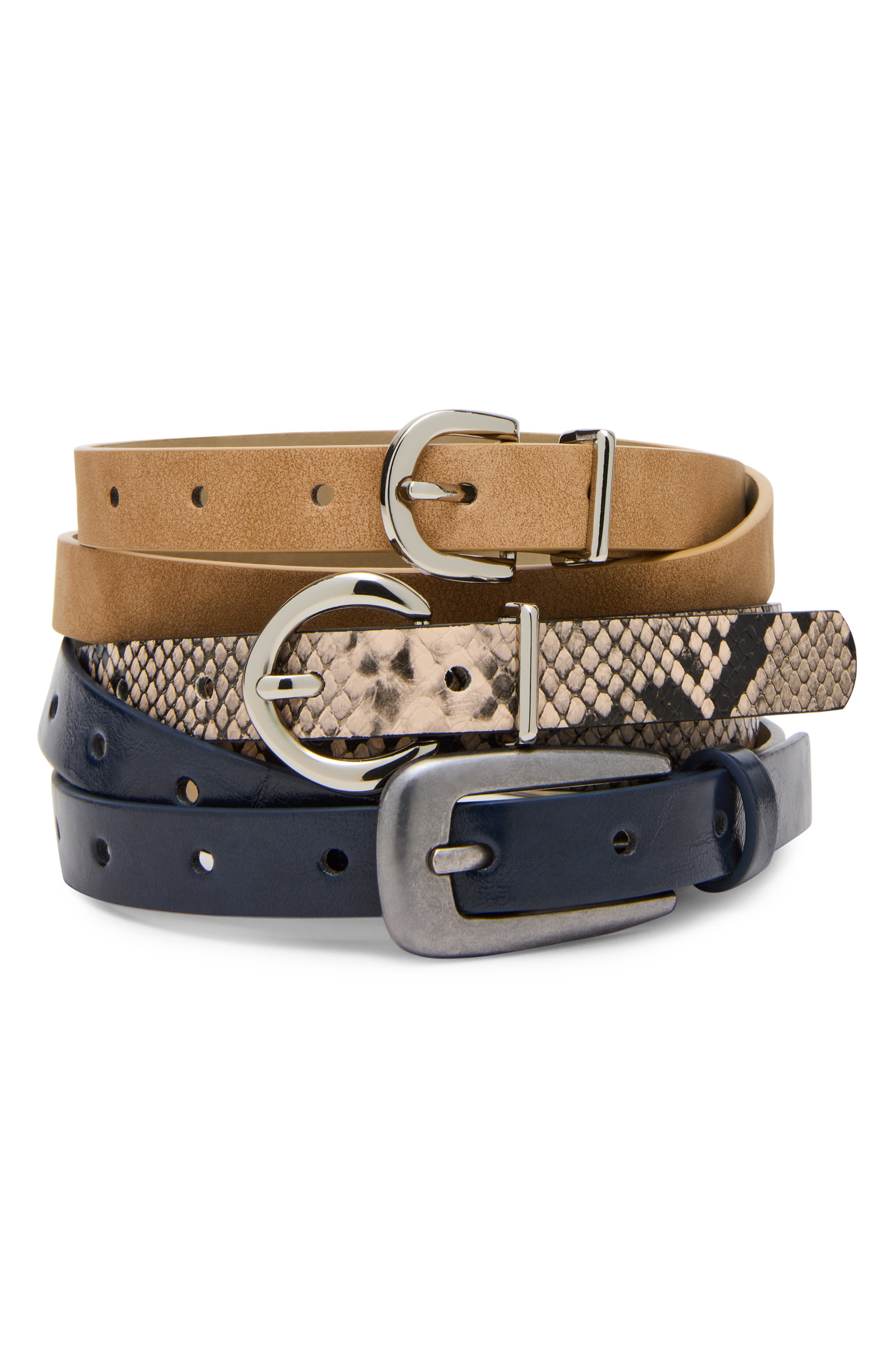 Steve Madden Assorted 3-Pack Buckle Belts