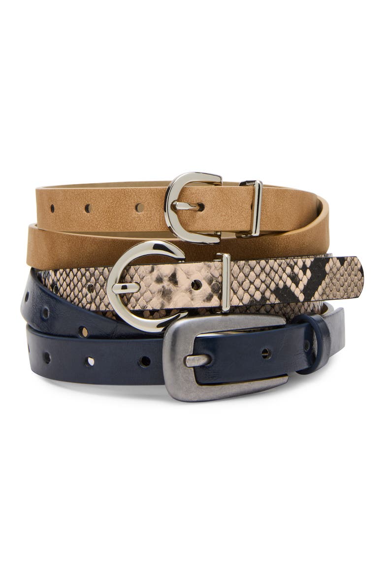 Assorted 3-Pack Buckle Belts, Main, color, OFF WHITE-NAVY-CAMEL