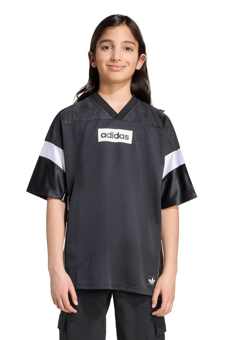 Kids' Oversize V-Neck Soccer Jersey, Alternate, color, BLACK