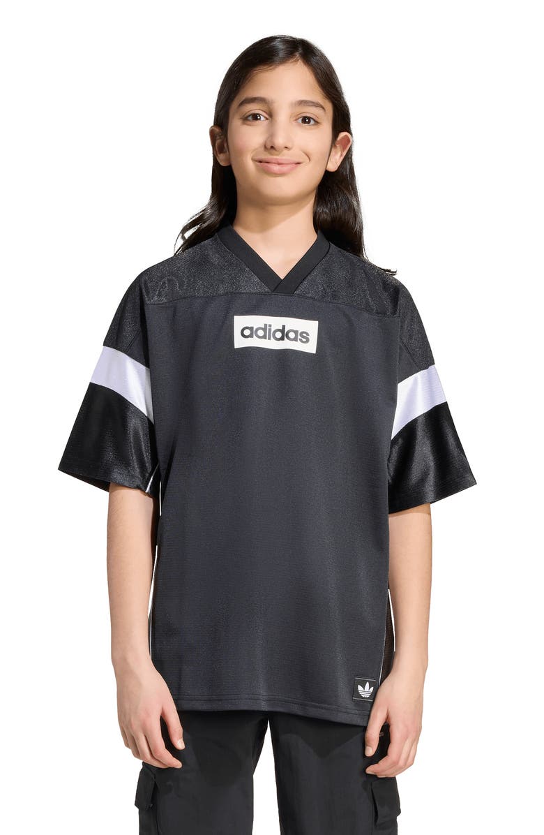 adidas Kids' Oversize V-Neck Soccer Jersey, Alternate, color, Black