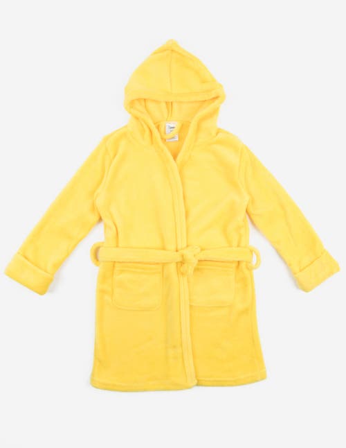 Leveret Kids Fleece Hooded Robe, Solid Colors In Yellow