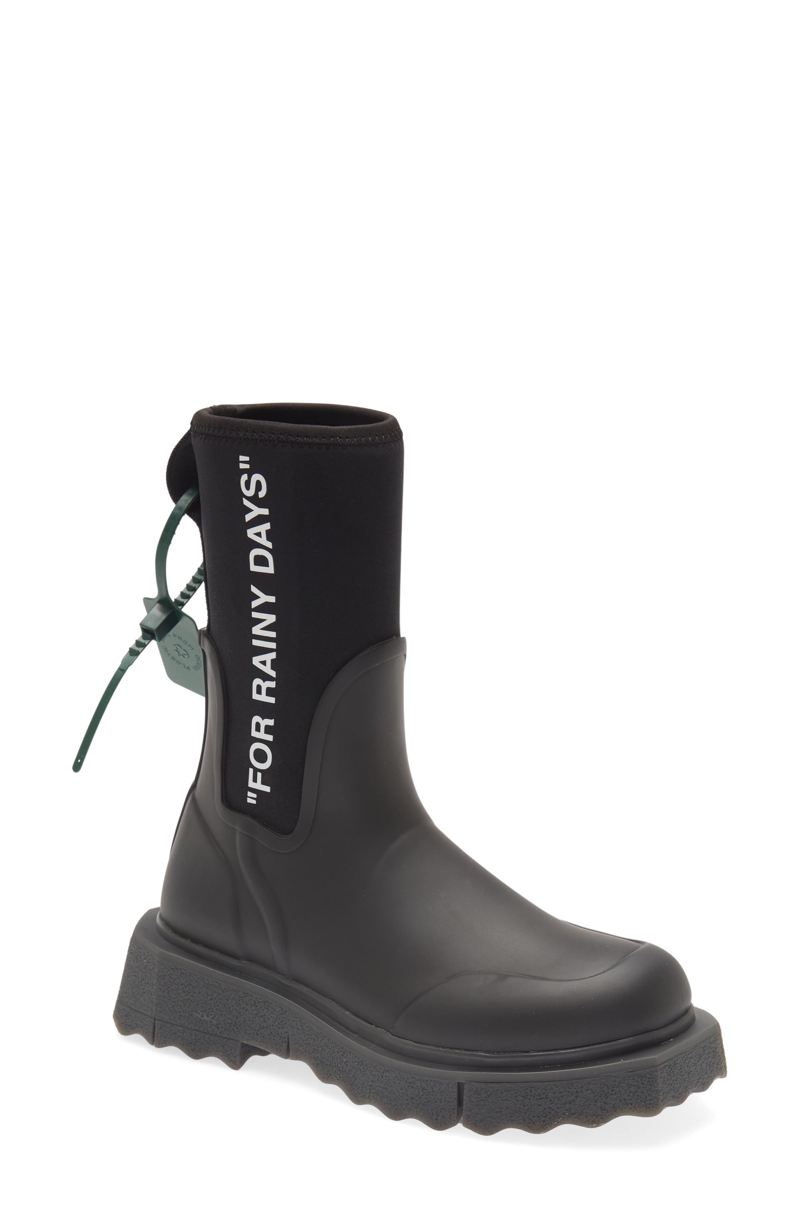 Off-White Sponge Sole Waterproof Rain Boot, Main, color, 