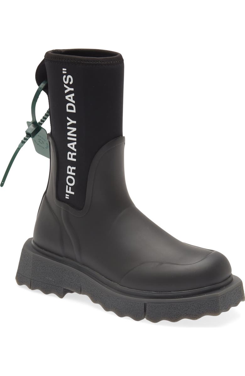 Off-White Sponge Sole Waterproof Rain Boot, Main, color,