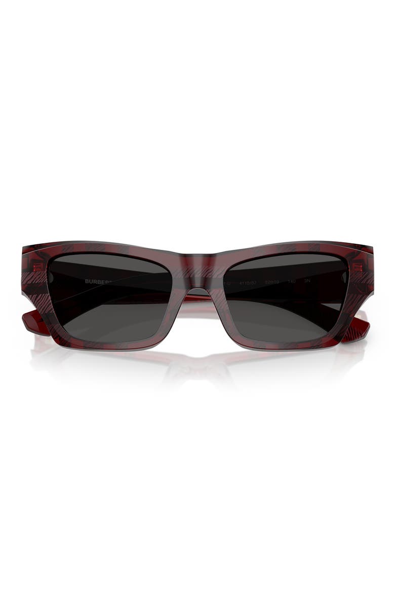 52mm Cat Eye Sunglasses, Alternate, color, RED CHECK/ DARK GREY