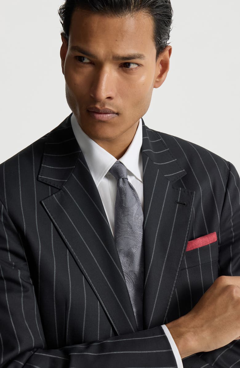 Brunello Cucinelli Paisley silk tie, Alternate, color, Dark Grey