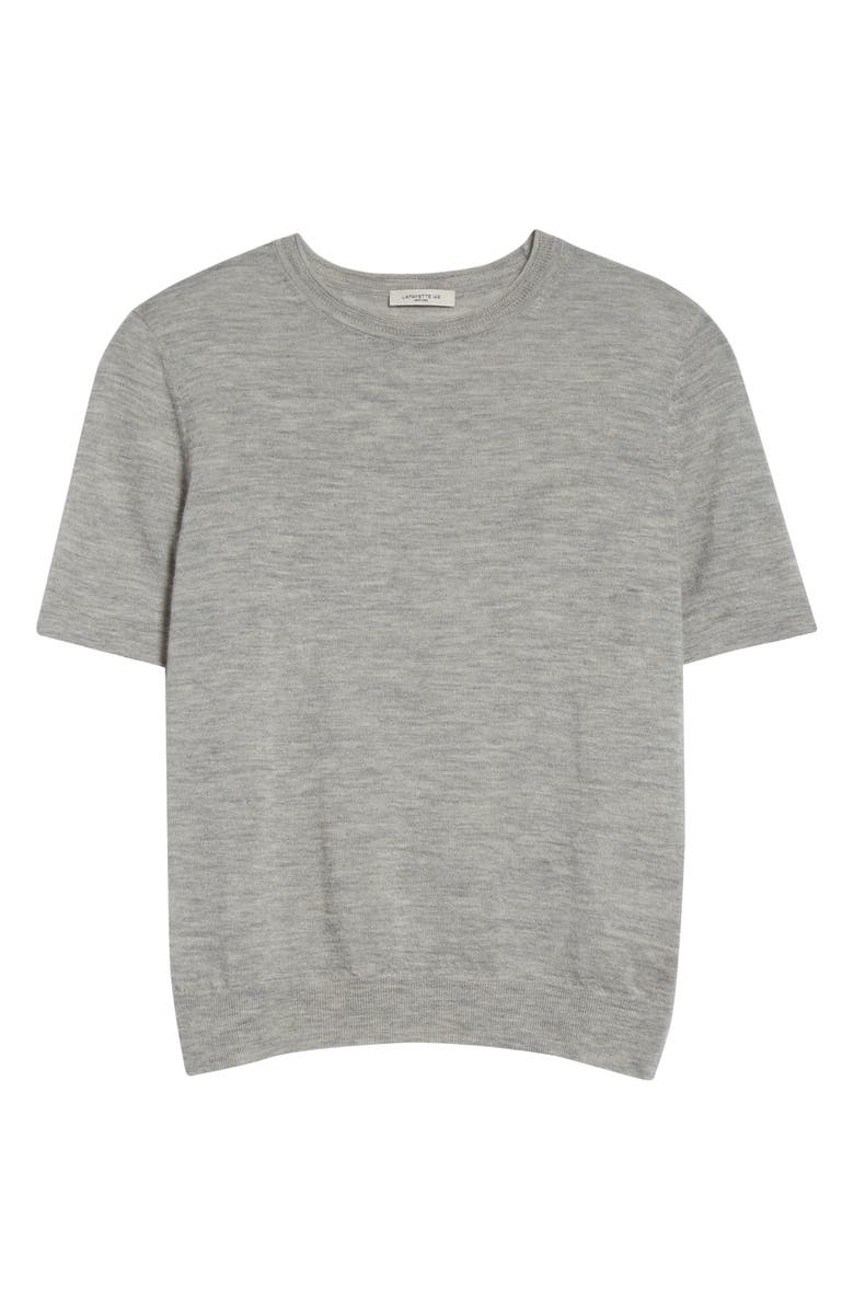 Lafayette 148 New York Short Sleeve Cashmere Crewneck Sweater, Alternate, color, Grey Heather