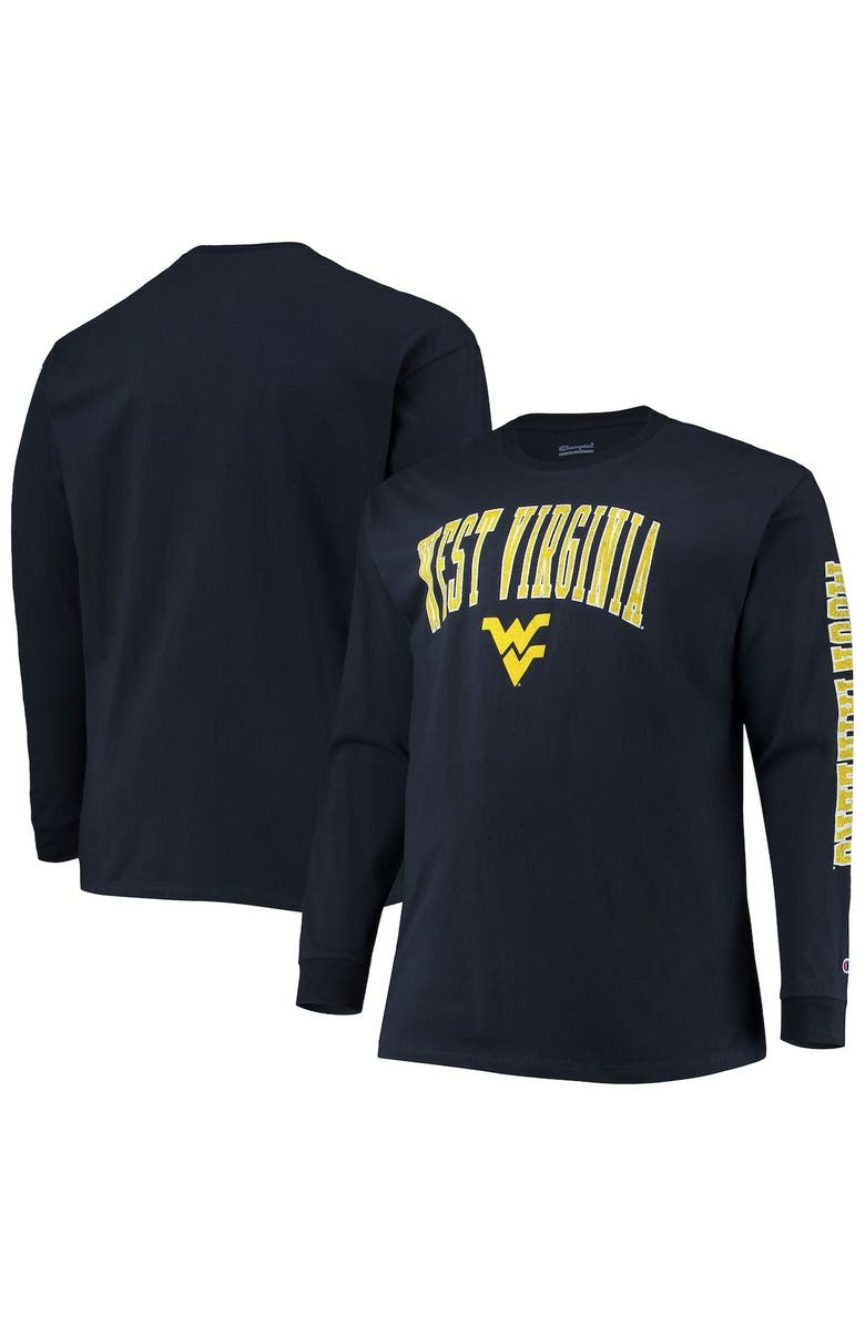 Champion Men's Champion Navy West Virginia Mountaineers Big & Tall 2-Hit Long Sleeve T-Shirt, Main, color, 