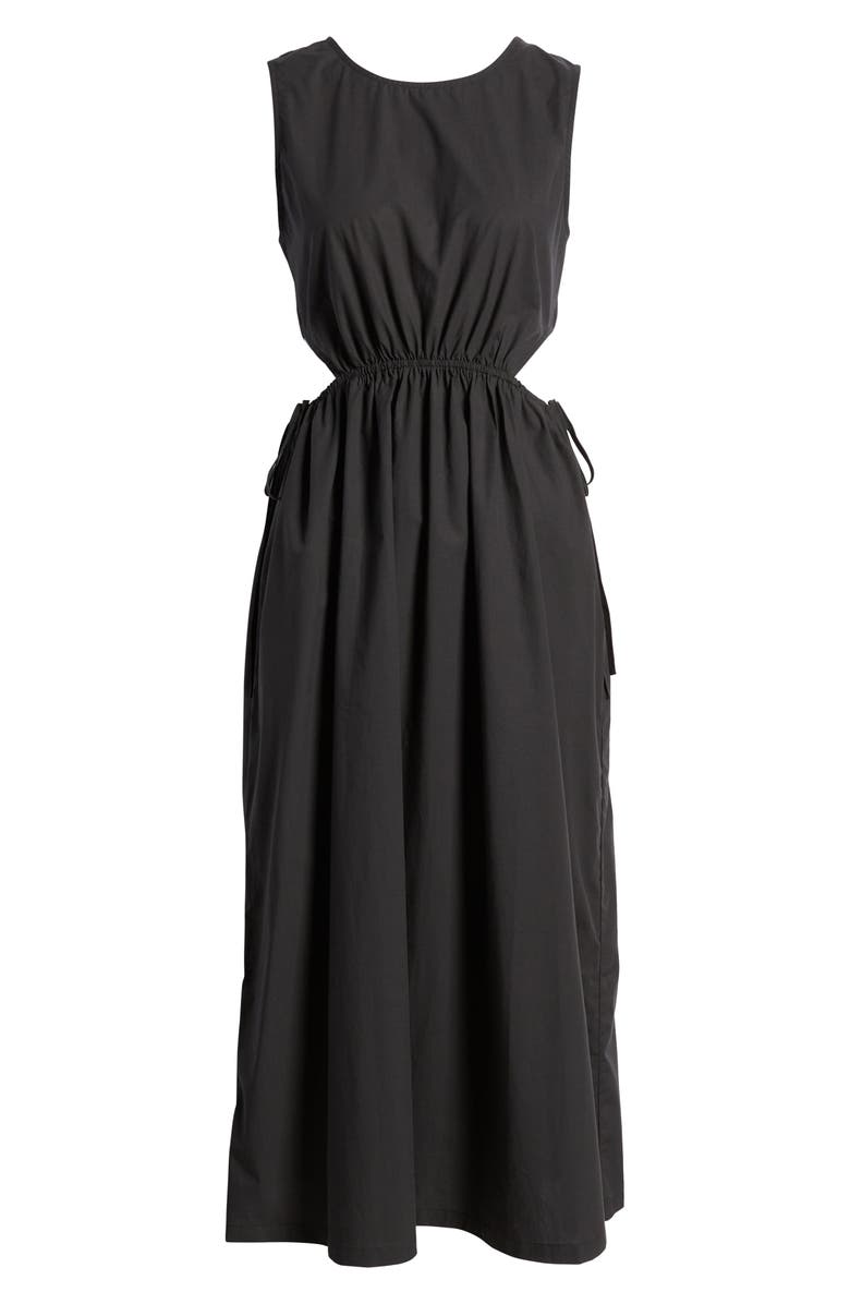 Rails Yvette Cutout Organic Cotton Blend Midi Dress, Alternate, color, Black