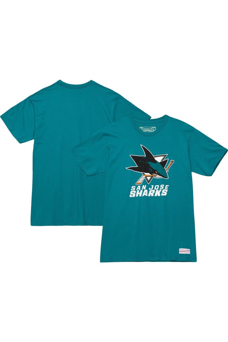 Men's Mitchell & Ness Teal San Jose Sharks Vintage Logo T-Shirt, Main, color, Teal