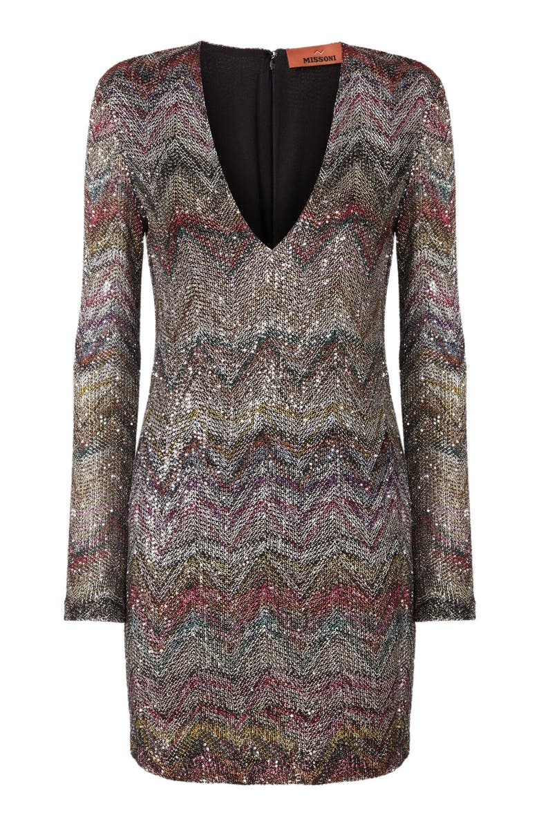 Missoni Mini Dress With V-neck And Zigzag Pattern, Alternate, color, Multicoloured