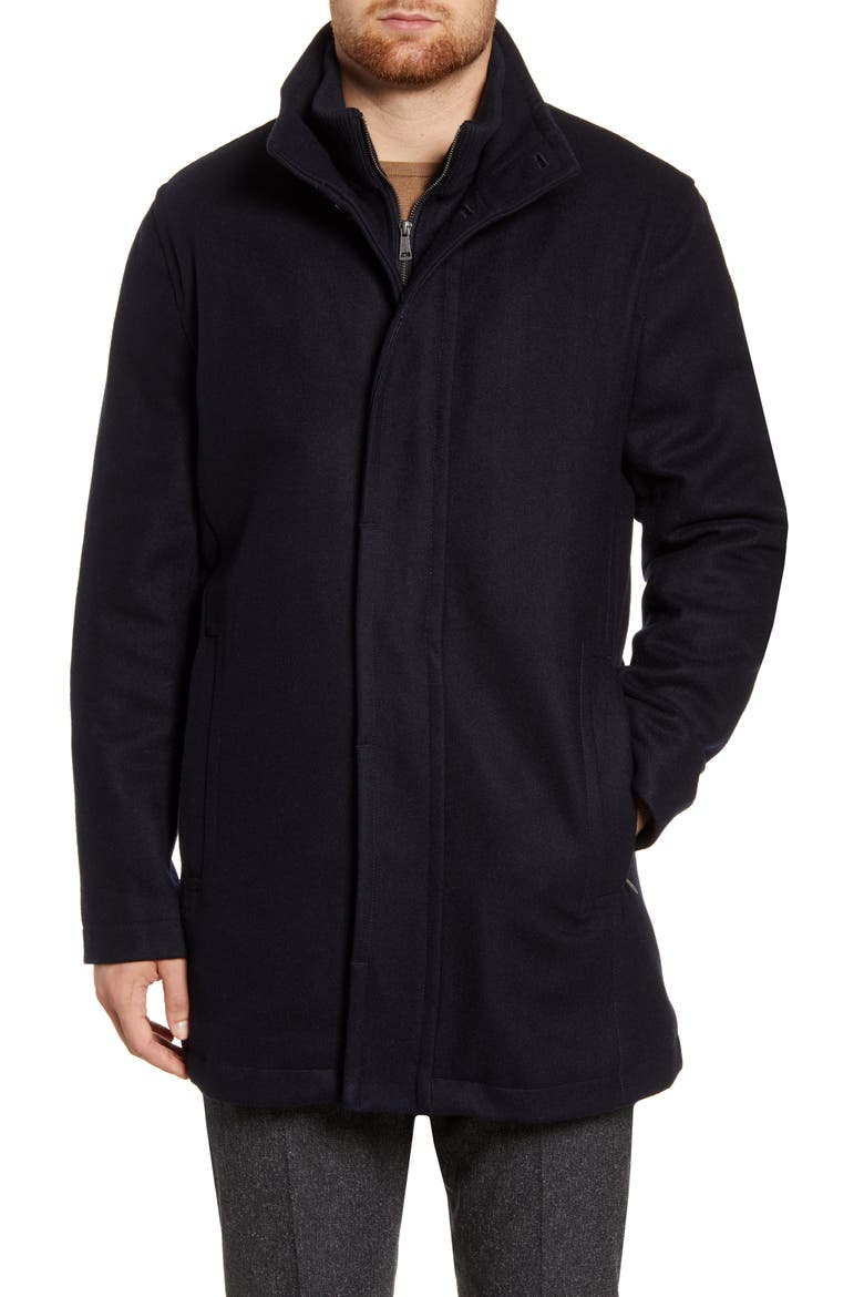 Melton Wool Blend Coat, Alternate, color, NAVY