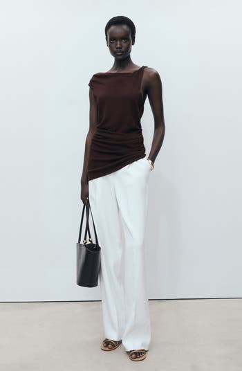 Asymmetric Ruched Knit Top