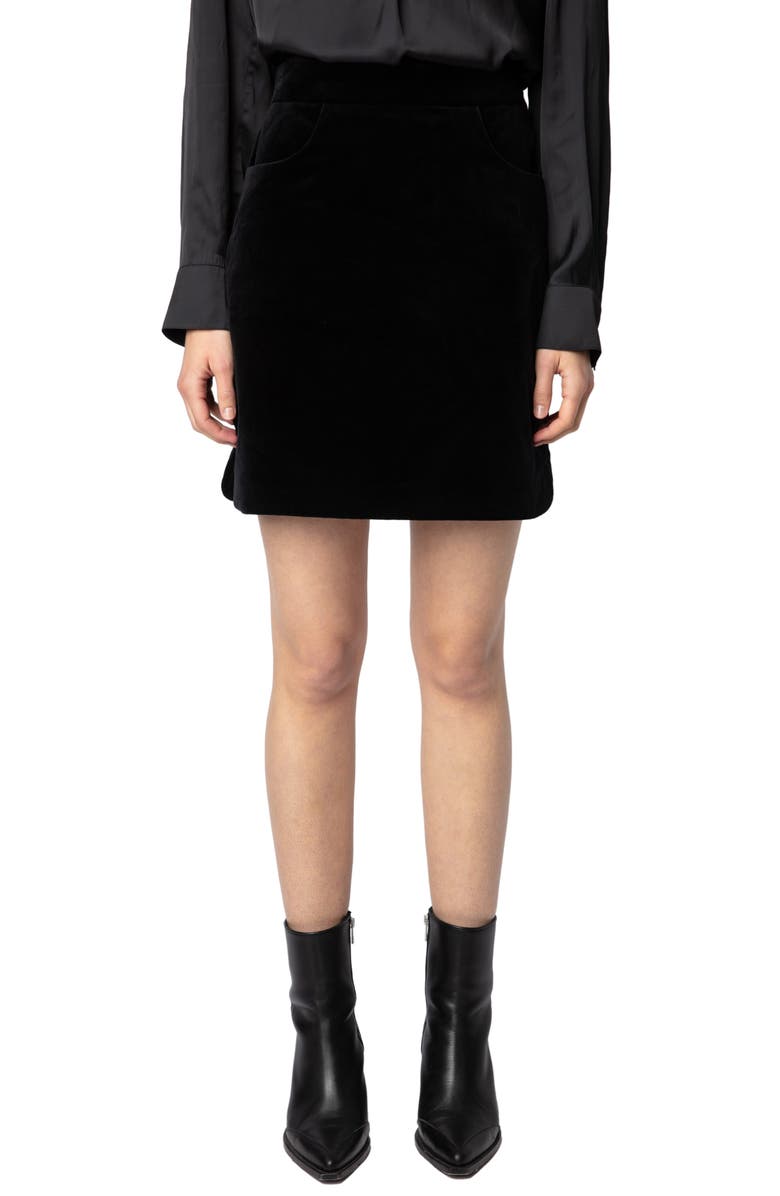 Zadig & Voltaire Junette Velvet Miniskirt, Main, color, 