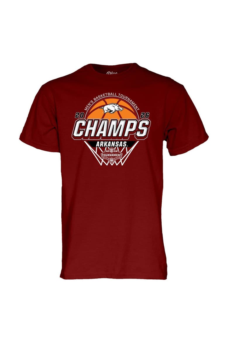Unisex Blue 84  Cardinal Arkansas Razorbacks 2026 SEC Men's Basketball Tournament Champions Locker Room T-Shirt, Alternate, color, Cardinal