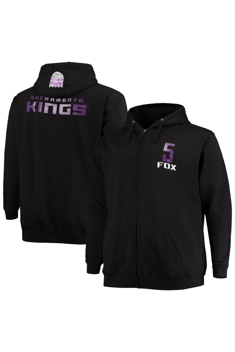 Men's Fanatics Branded De'Aaron Fox Black Sacramento Kings Big & Tall Player Name & Number Full-Zip Hoodie Jacket, Main, color, Black