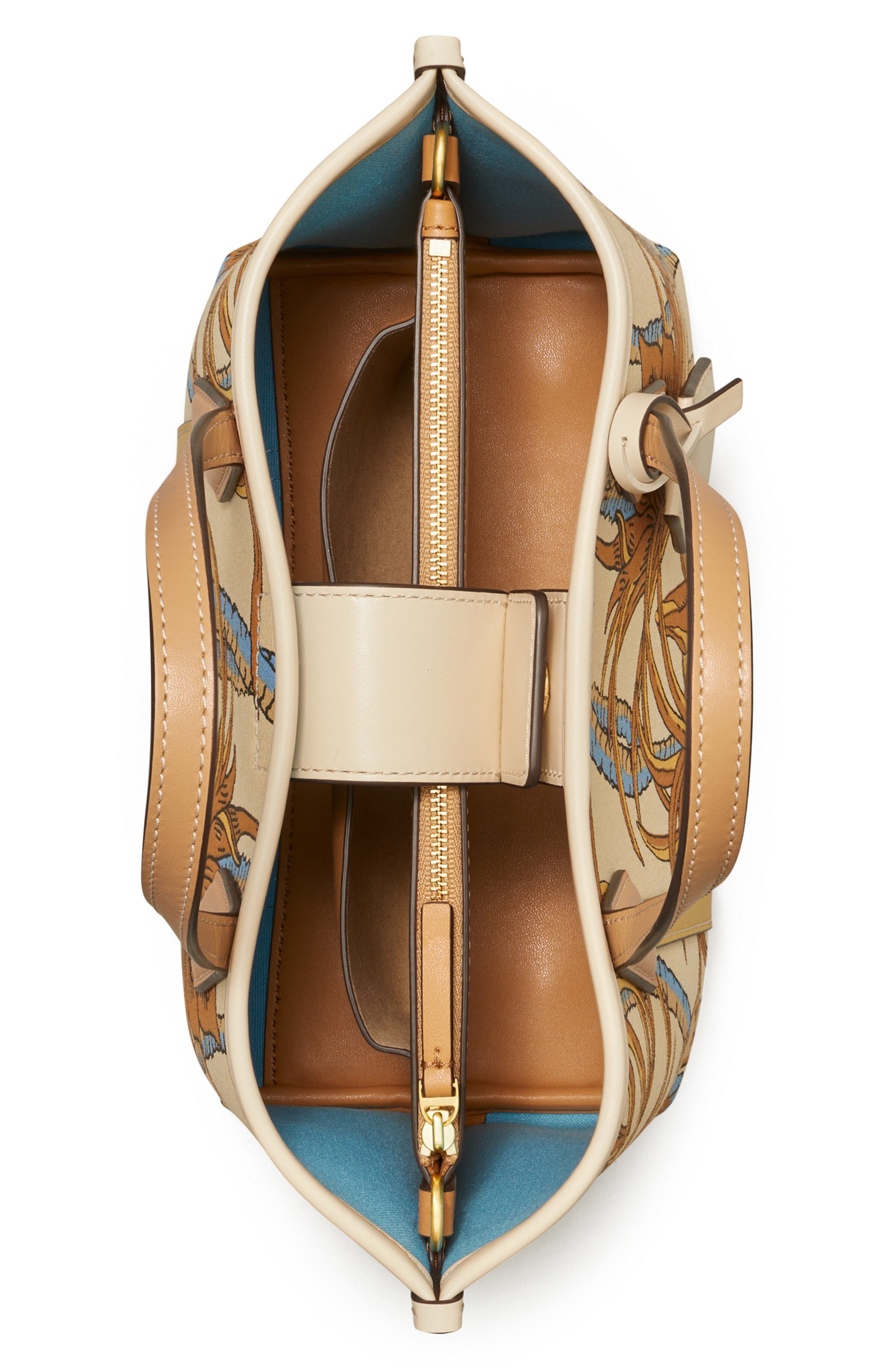 Tory Burch Perry Print Canvas Small Triple Compartment Tote, Alternate, color, 