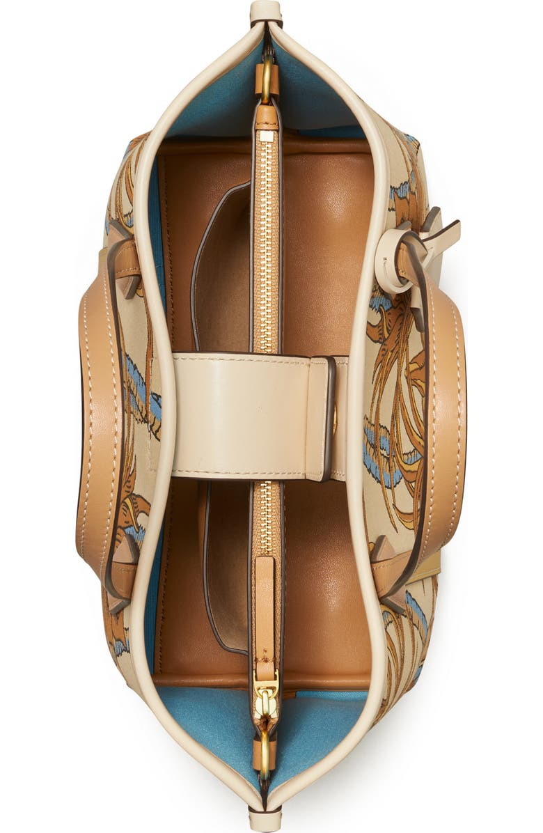 Tory Burch Perry Print Canvas Small Triple Compartment Tote, Alternate, color,