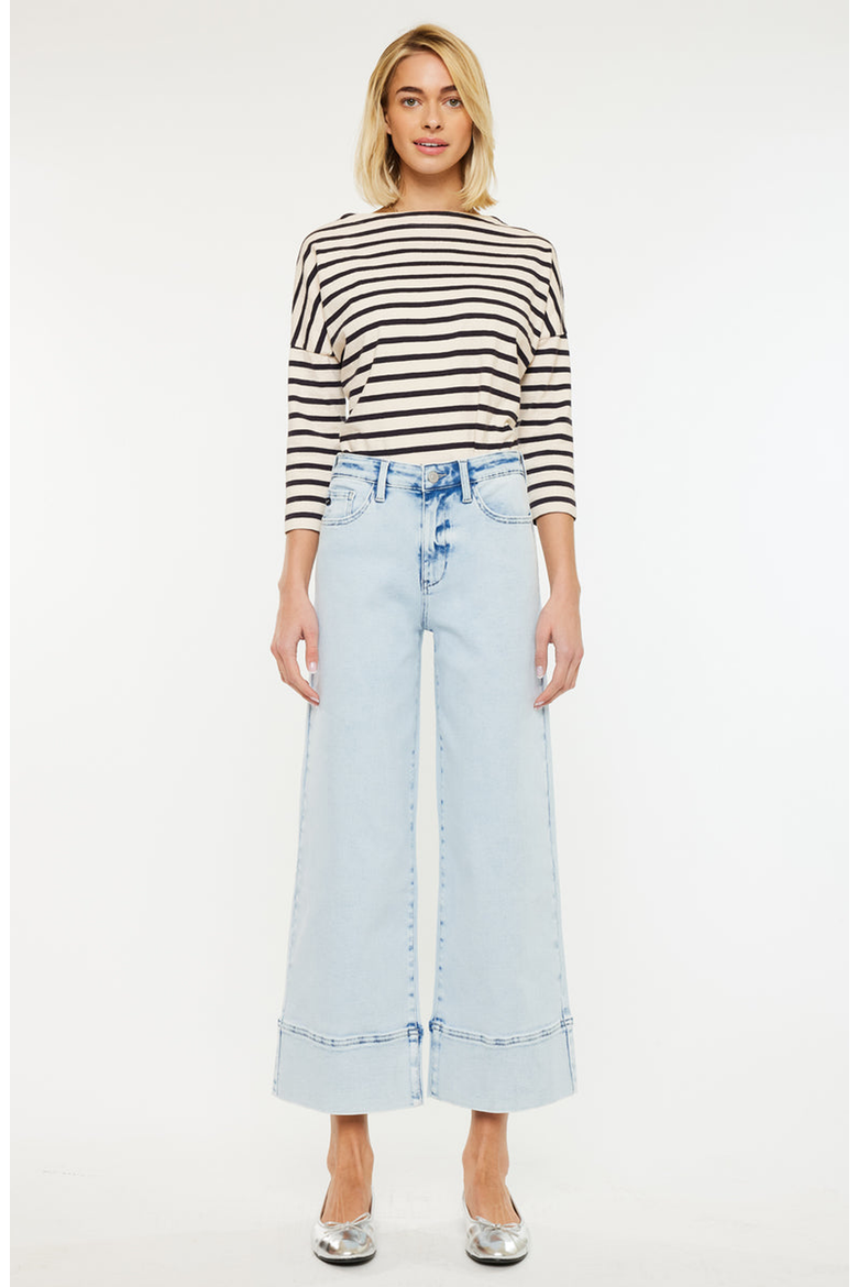 Kassie Essentials Cropped Wide Leg Jeans, Main, color, Light Wash