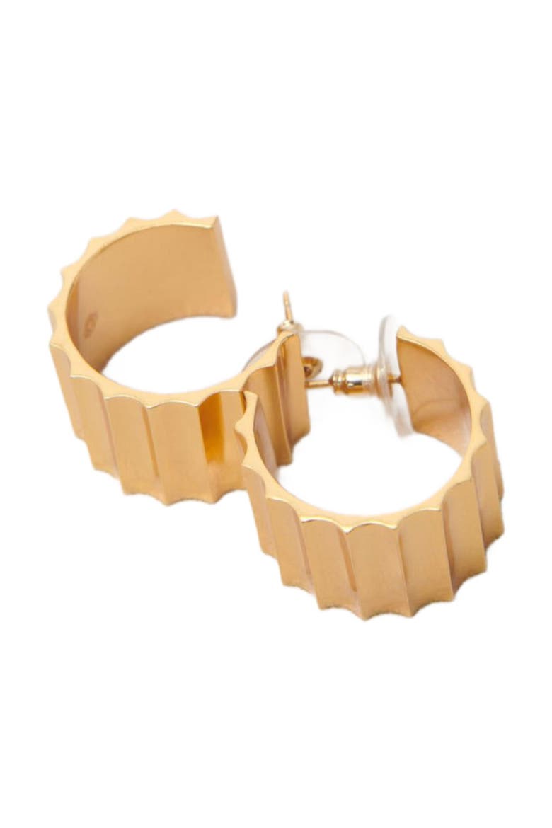 Tapered gold mini hoop earrings, Alternate, color, Gold