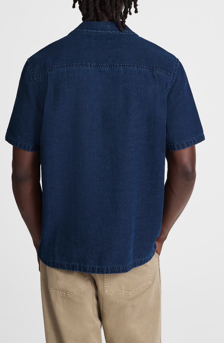 Madewell Indigo Dyed Camp Shirt, Alternate, color, Dark Indigo