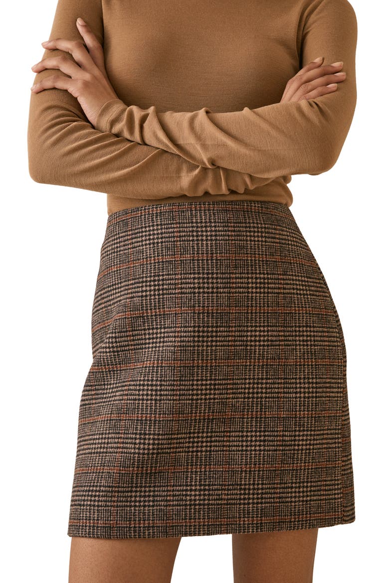 Heritage Check Pelmet Skirt, Main, color, DARK BROWN