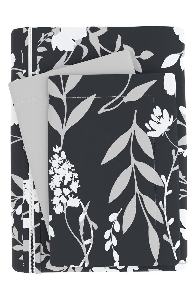 HOMESPUN Premium Ultra Soft Secret Garden Pattern 3-Piece Reversible Duvet Cover Set, Alternate, color, Black