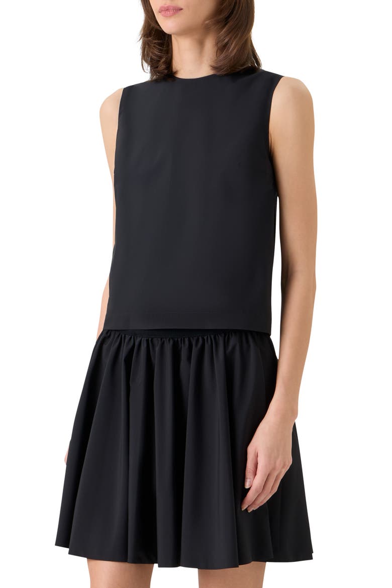 Sleeveless Mixed Media Dress, Alternate, color, BLACK