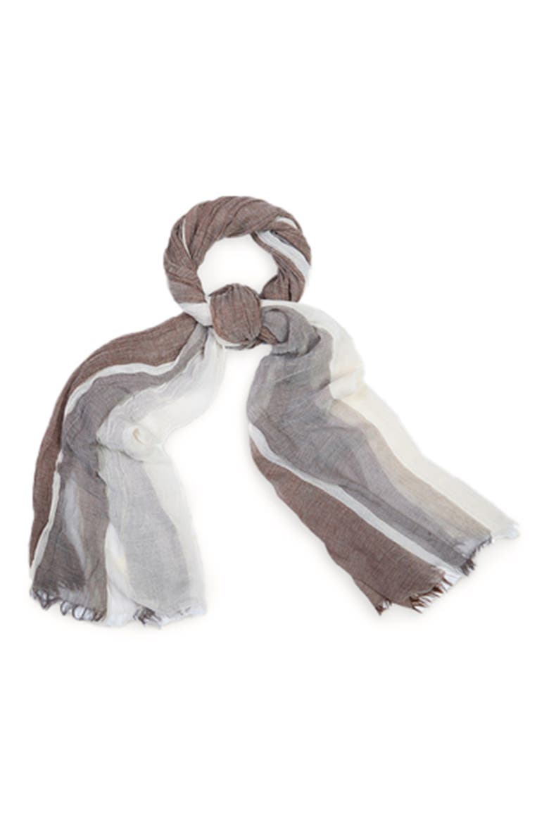 Stripe Print Scarf, Main, color, BROWN