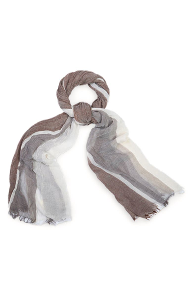 SAACHI Stripe Print Scarf, Main, color, Brown