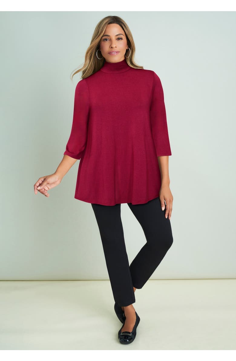 Jessica London Mockneck Swing Tunic, Alternate, color, Black